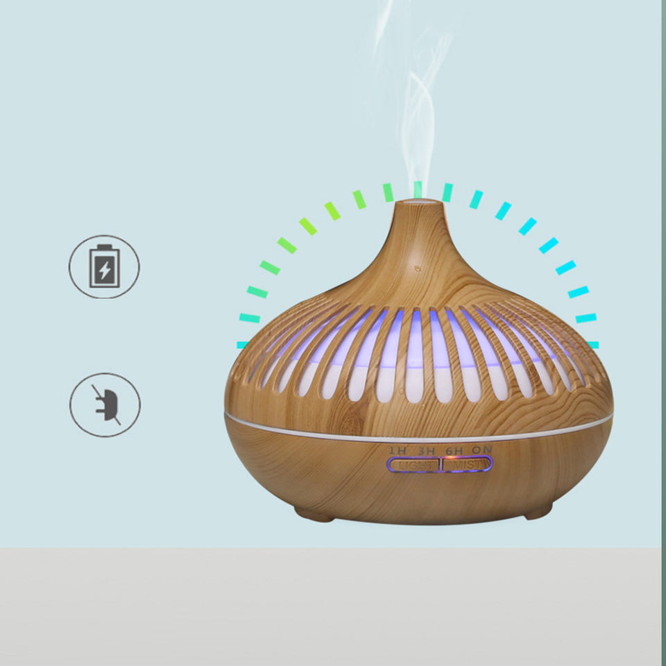 Essential Oil Humidifier in Six Natural Design With Remote + Bonus Three Aroma Oils