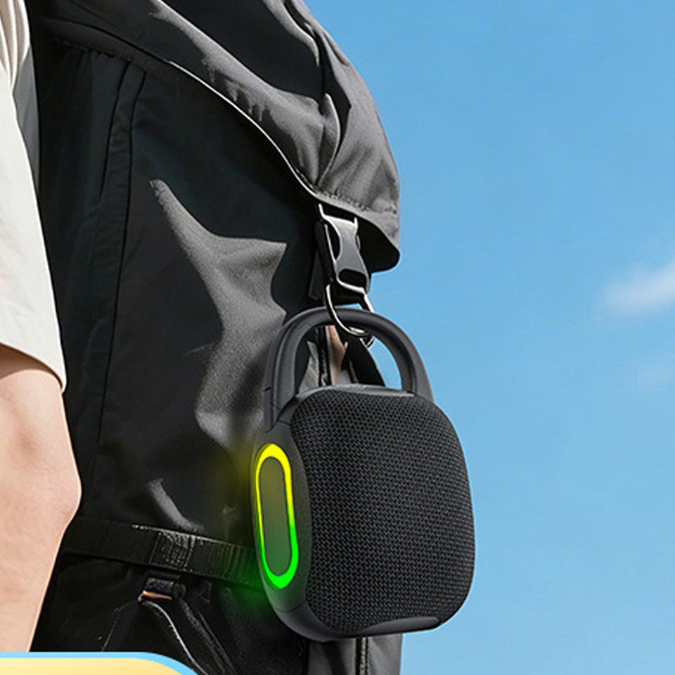 Glowing Beats Bluetooth Mini Speaker with RGB Lights, Multi-Play Support and Portable Outdoor Hook