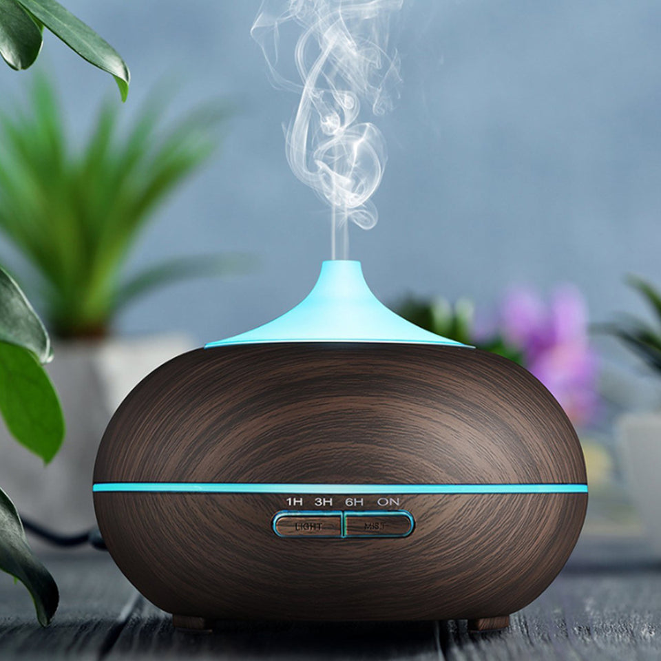 Essential Oil Humidifier Natural Design With Remote + Bonus Three Aroma Oils