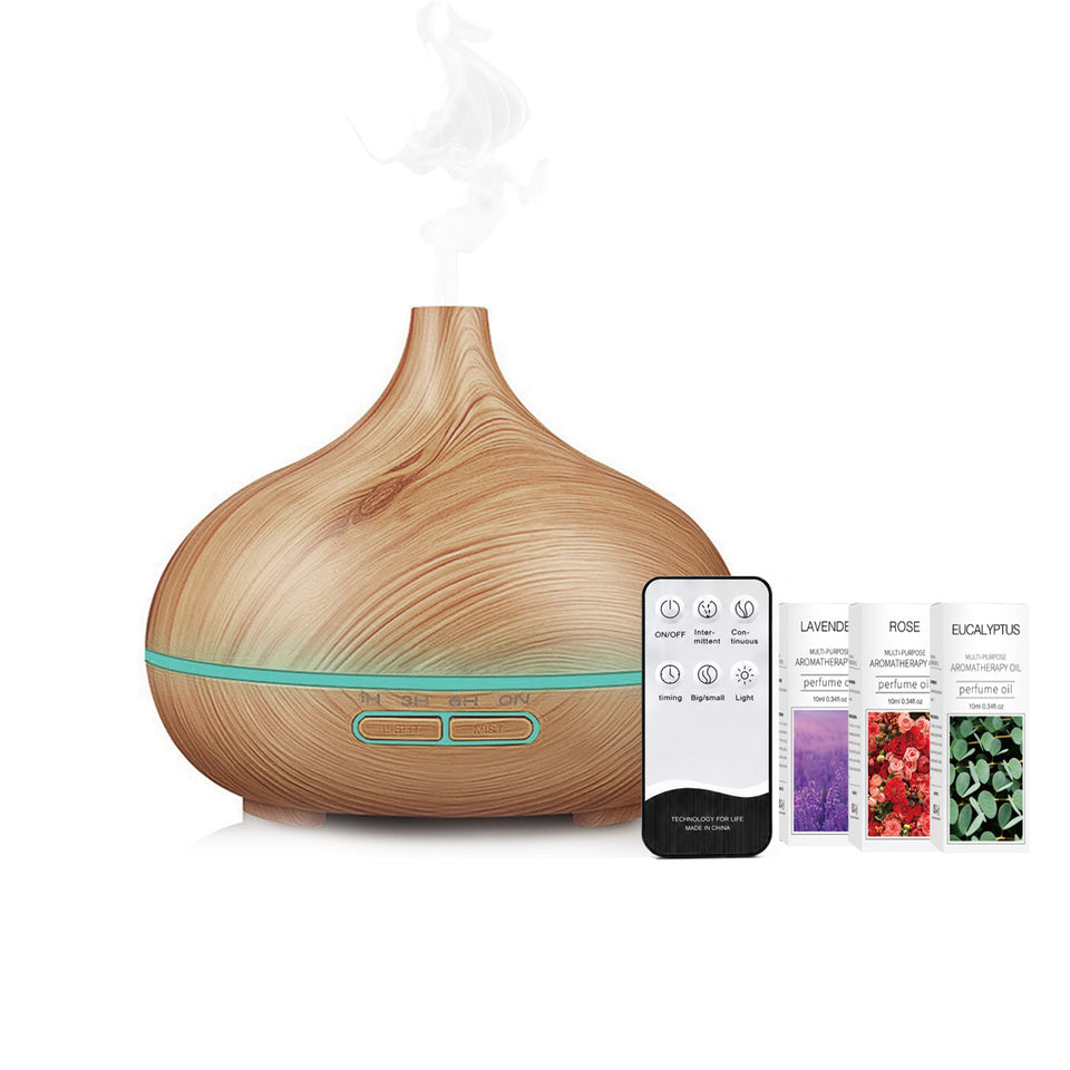 Essential Oil Humidifier in Six Natural Design With Remote + Bonus Three Aroma Oils