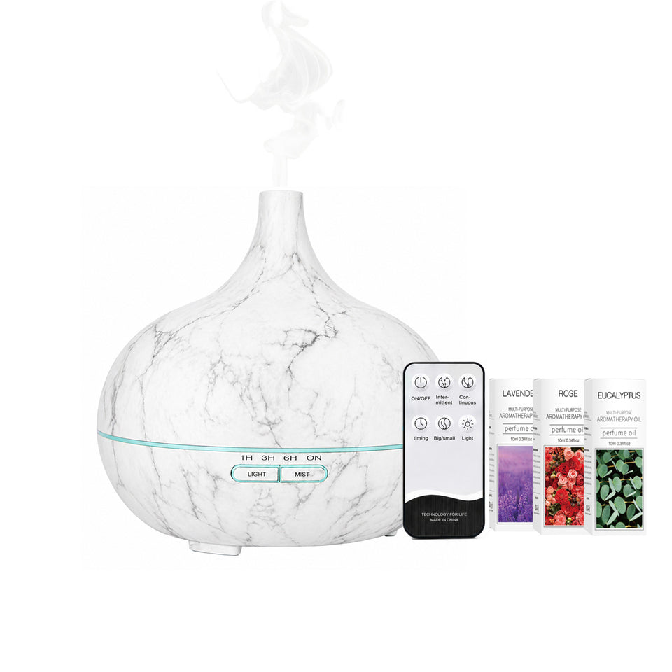 Essential Oil Humidifier in Six Natural Design With Remote + Bonus Three Aroma Oils