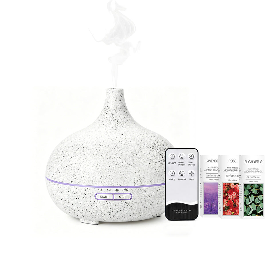 Essential Oil Humidifier in Six Natural Design With Remote + Bonus Three Aroma Oils