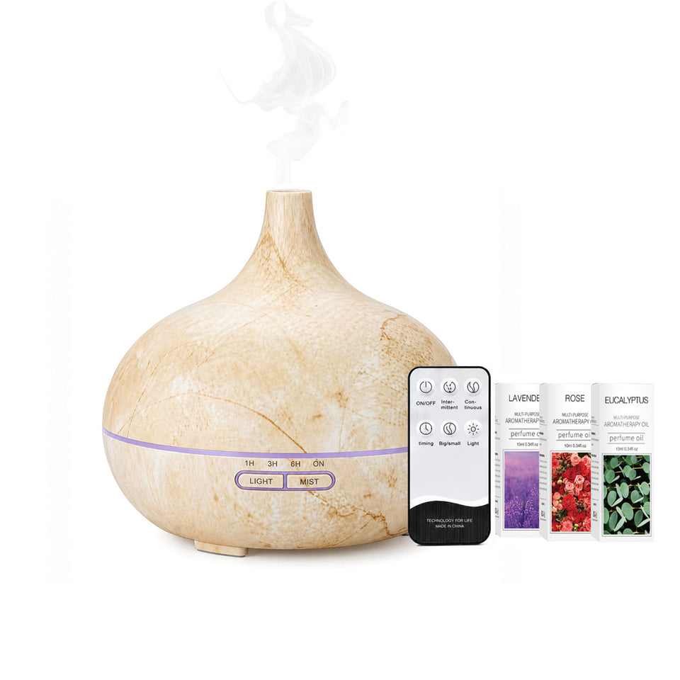 Essential Oil Humidifier in Six Natural Design With Remote + Bonus Three Aroma Oils