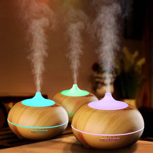 Essential Oil Humidifier Natural Design With Remote + Bonus Three Aroma Oils