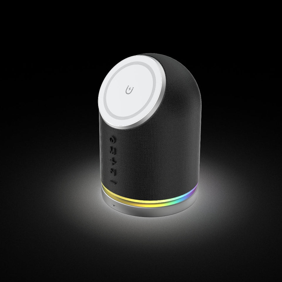 Mood-Enhancing Wireless Charging Bluetooth Speaker with RGB Lights & Stereo Sound Vista Shops