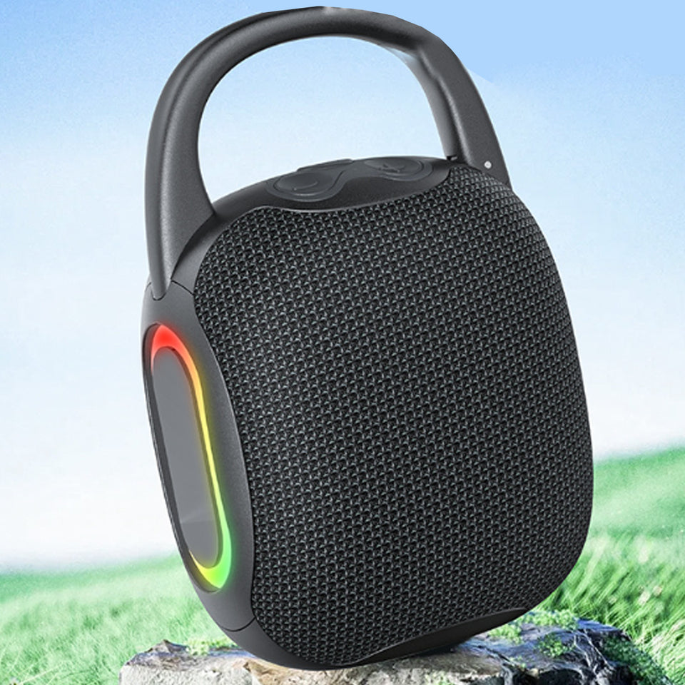 Glowing Beats Bluetooth Mini Speaker with RGB Lights, Multi-Play Support and Portable Outdoor Hook