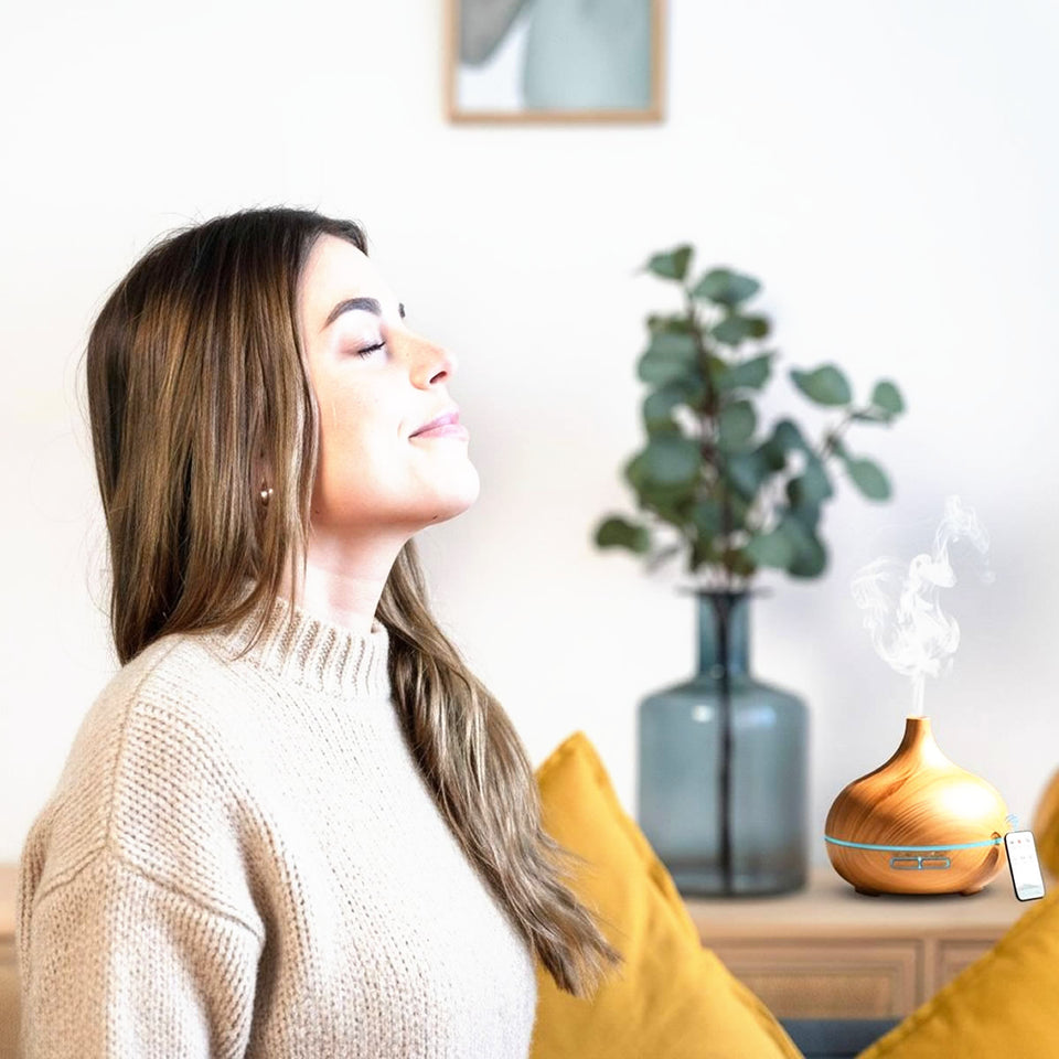 Essential Oil Humidifier in Six Natural Design With Remote + Bonus Three Aroma Oils