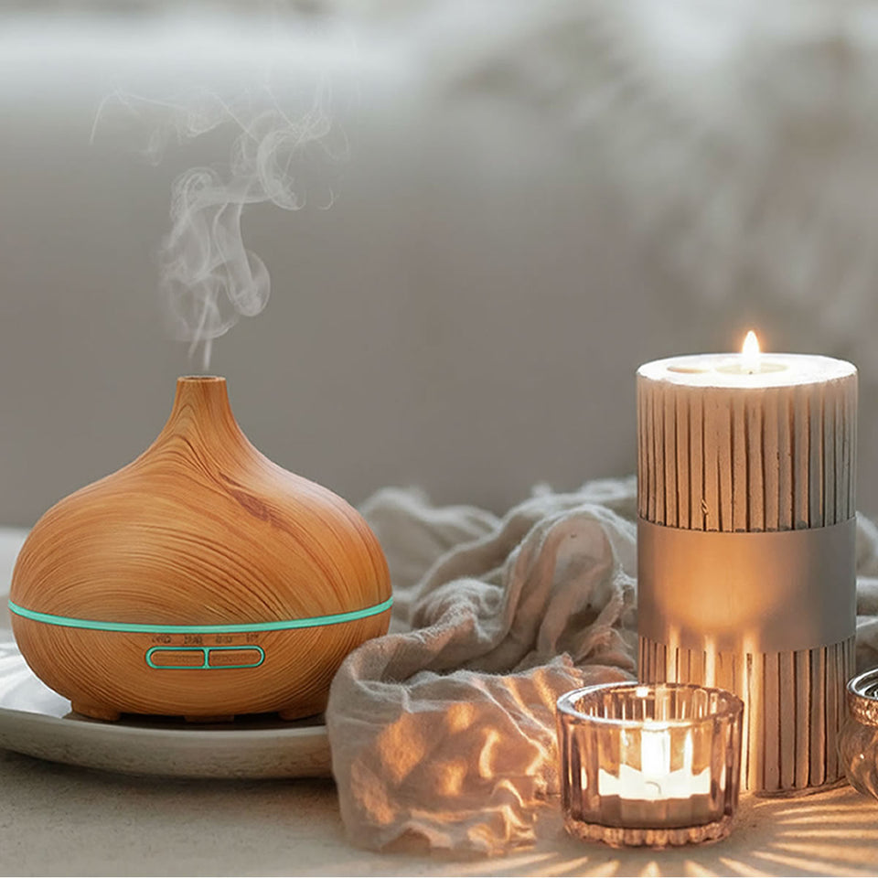 Essential Oil Humidifier in Six Natural Design With Remote + Bonus Three Aroma Oils