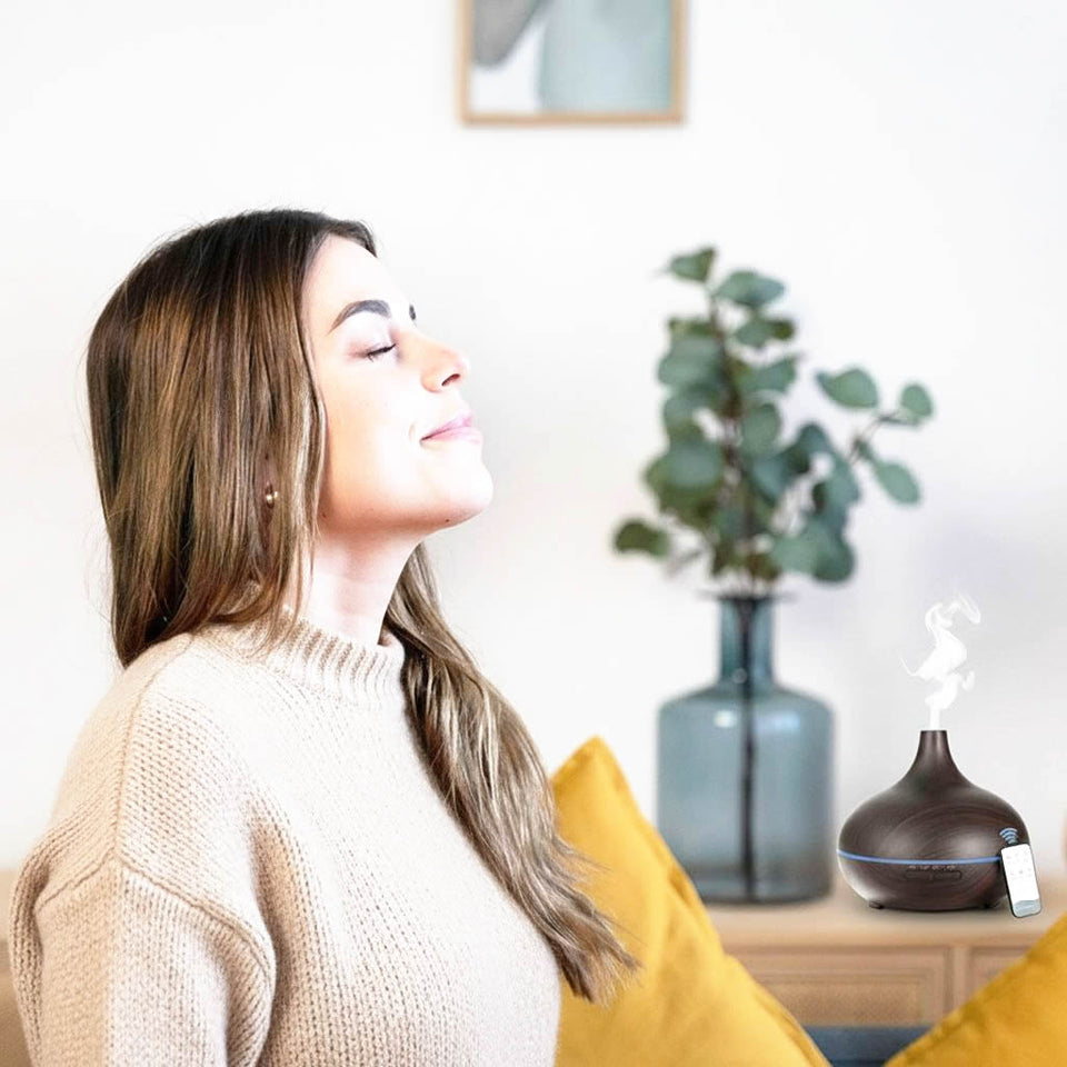 Essential Oil Humidifier in Six Natural Design With Remote + Bonus Three Aroma Oils