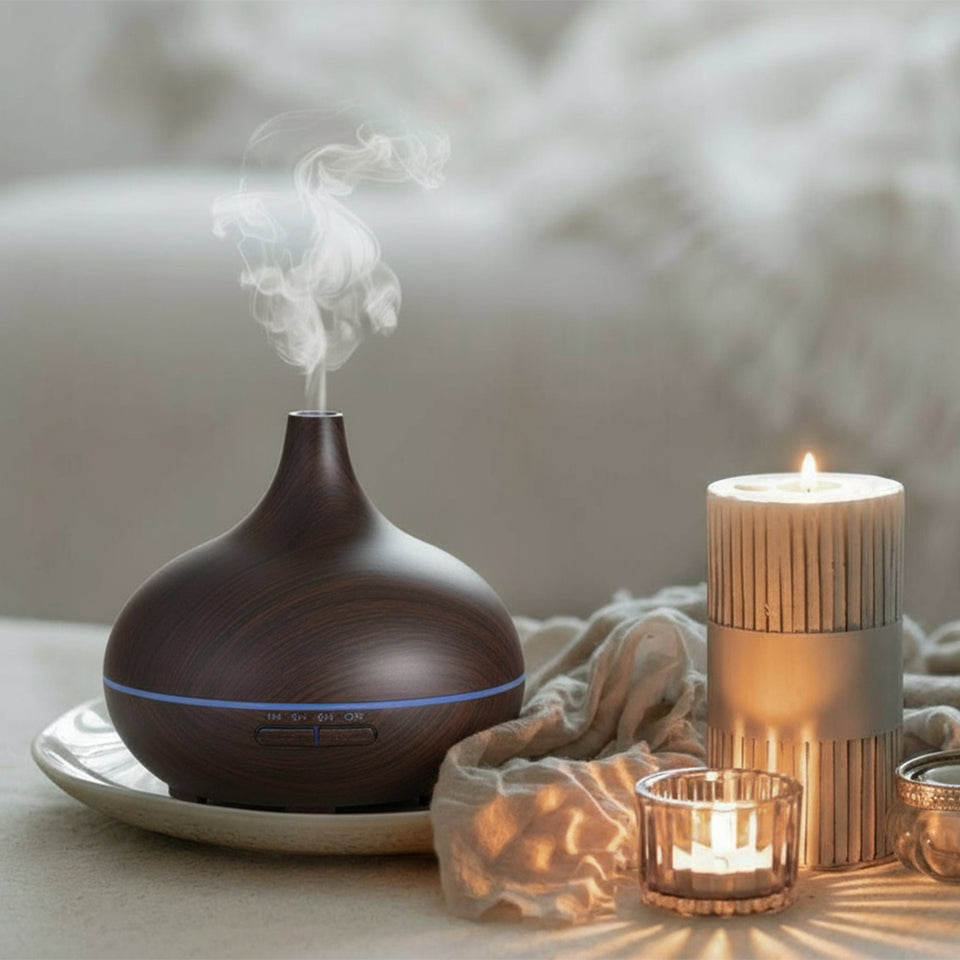 Essential Oil Humidifier in Six Natural Design With Remote + Bonus Three Aroma Oils
