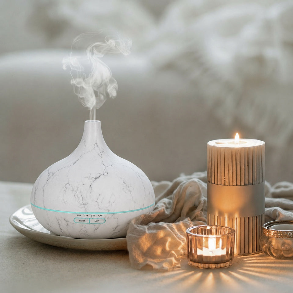 Essential Oil Humidifier in Six Natural Design With Remote + Bonus Three Aroma Oils