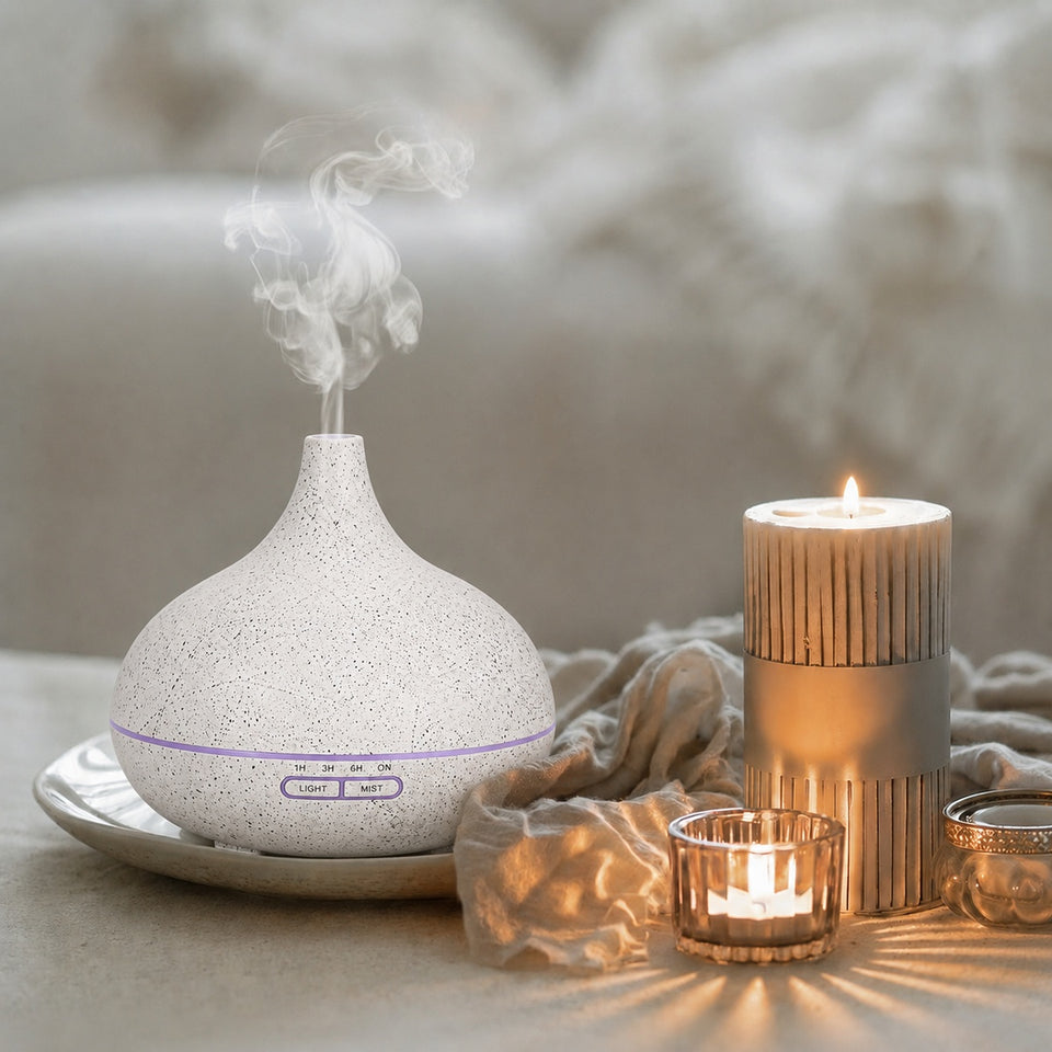 Essential Oil Humidifier in Six Natural Design With Remote + Bonus Three Aroma Oils