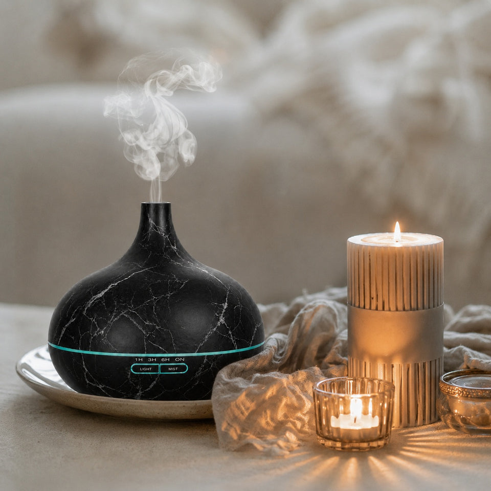 Essential Oil Humidifier in Six Natural Design With Remote + Bonus Three Aroma Oils