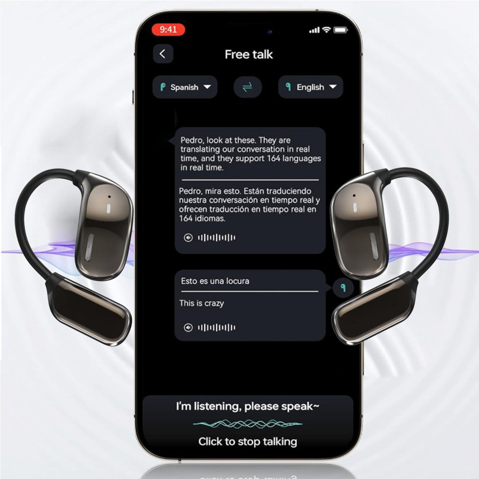 AI 3 in 1 Global Language Translator And Bluetooth Open Earphones