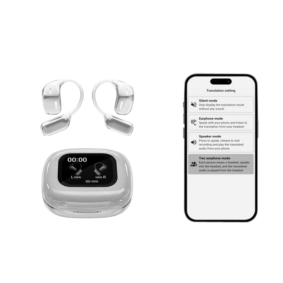 AI 3 in 1 Global Language Translator And Bluetooth Open Earphones