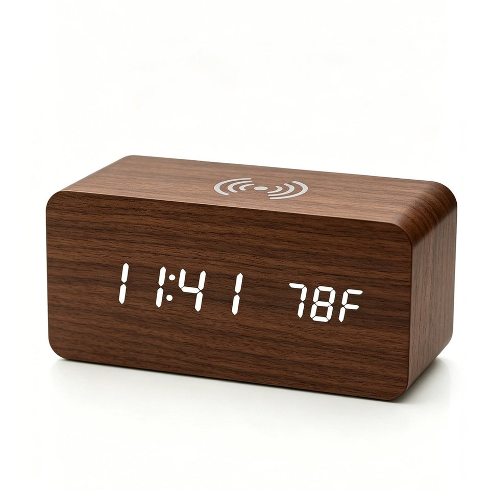 Aura Digital Hub Wireless Charging + LED Alarm Clock And Temperature