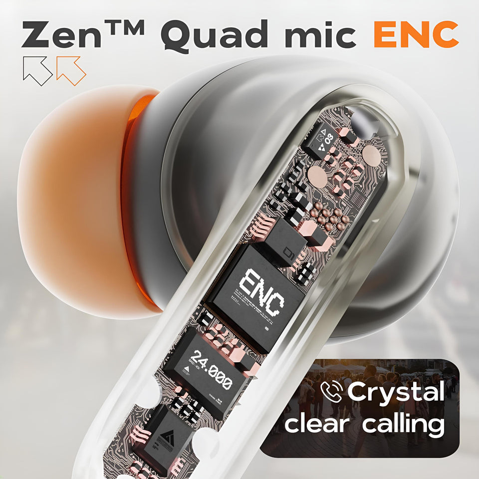 EchoZen Quad Mic Earbuds With Noise Cancellation