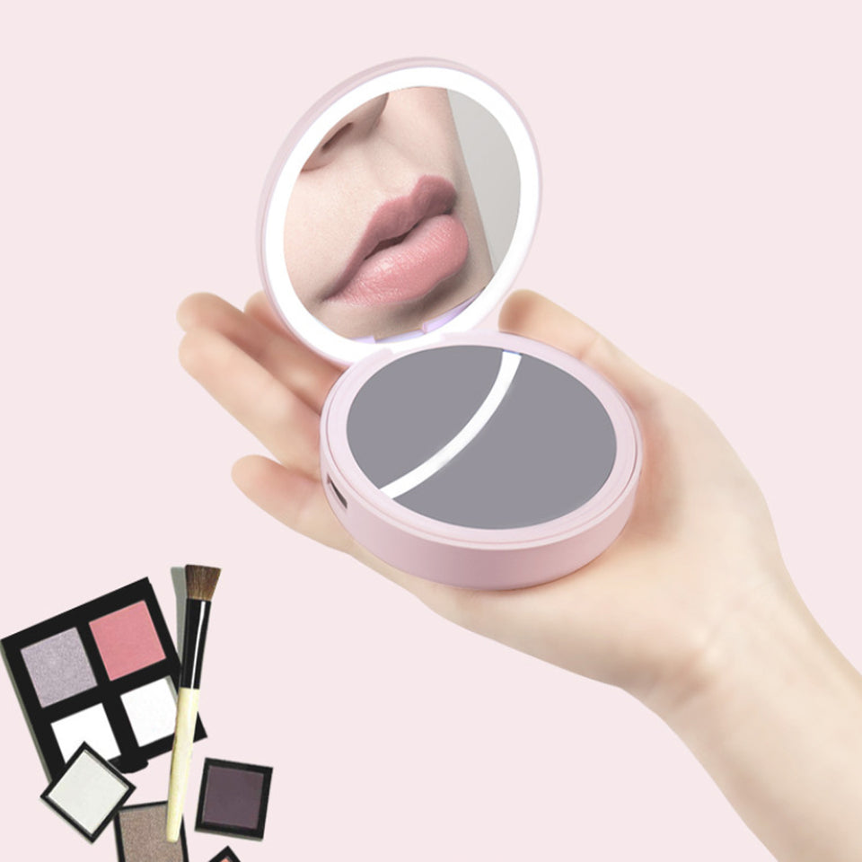 Compact Mirror With Portable Phone Charger